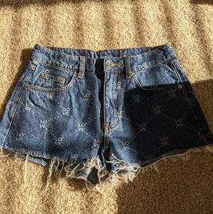 H&M Love print denim shorts